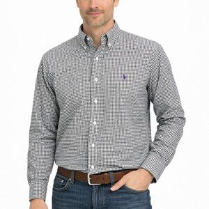 Ralph Lauren Mens Dress Shirt Classic Fit Black Graph Plaid Size 17 - 34/35 | XL